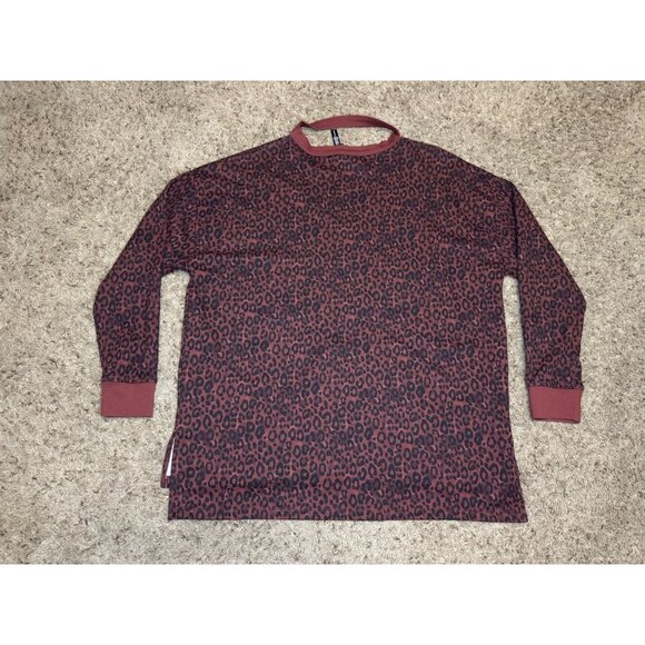 VICTORIA’S SECRET SPORT Brown Leopard Sweatshirt Oversized Yoga Walking Prep L - Picture 2 of 8